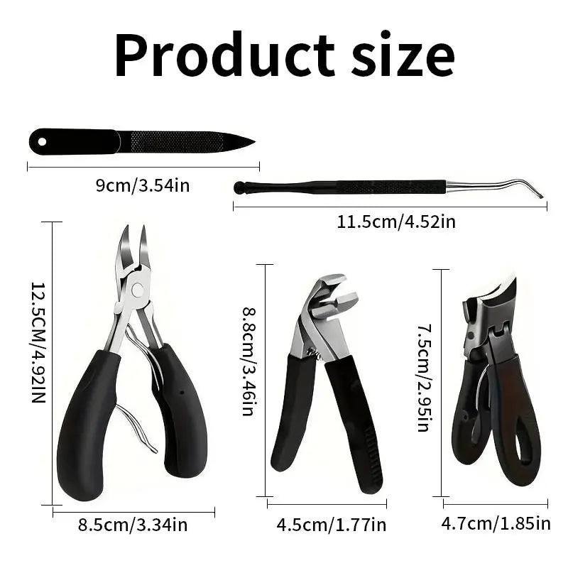 5Pcs Stainless Steel Nail Tool Set - Complete Manicure & Pedicure Kit with Nail Clippers, File & Nippers