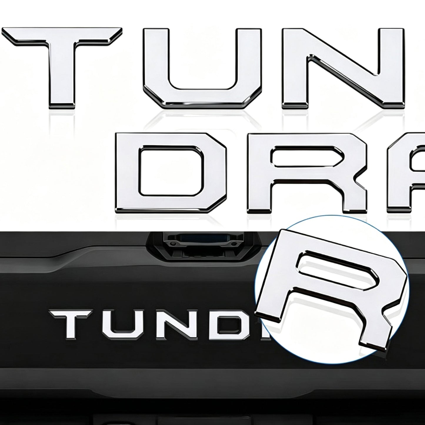All-New Upgrade Tundr Truck Accessories Badge Tailgate Insert Letters 3D Raised Rear Emblems, ABS Plastic Inserts
