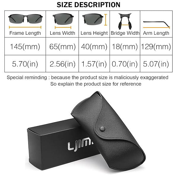 2PCS Polarized Photochromic Driving z87 Sunglasses Day and Night Safety Glasses
