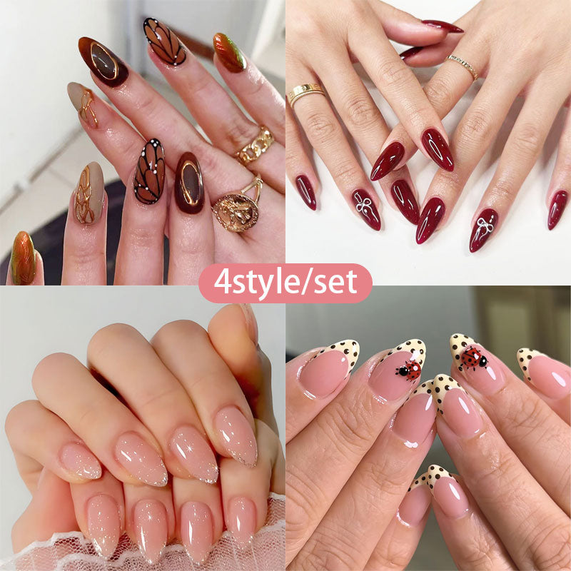Yellow French Tip Press on Nails Medium Almond Fake Nails