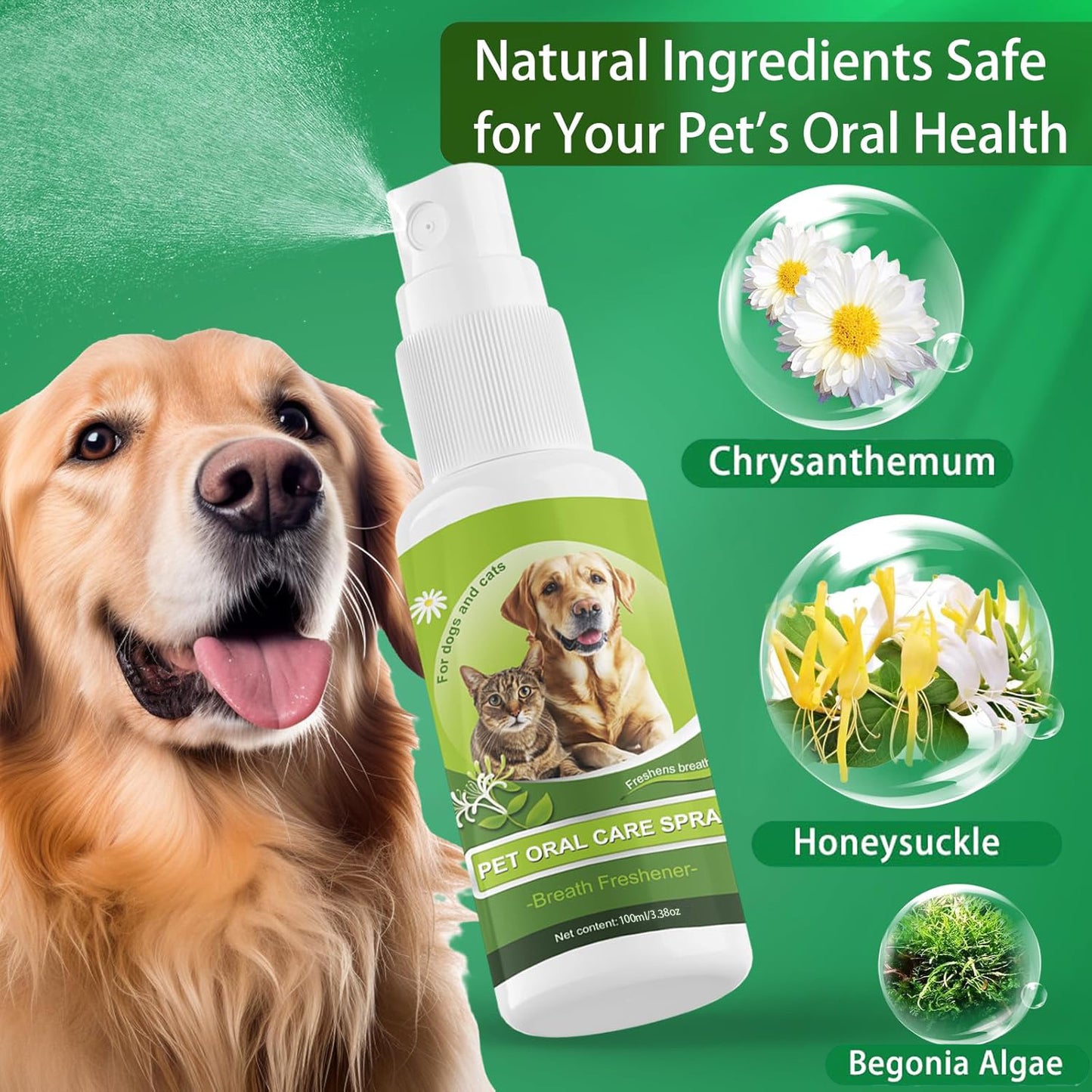 Pet Oral Spray, Oral Hygiene Spray for Dogs and Cats