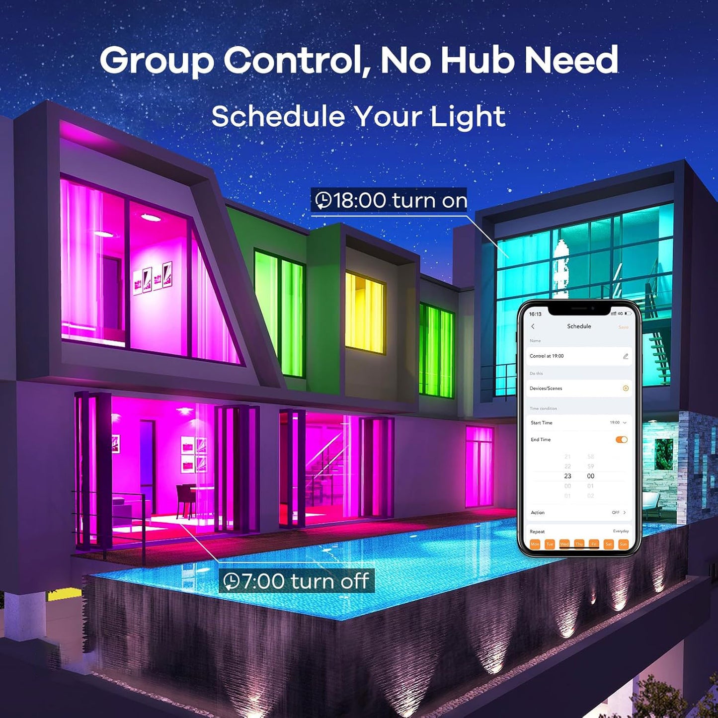 2PCS Smart Light Bulb, A19 Color Changing Light Bulb, 800 LM, E26 Base WiFi & Bluetooth