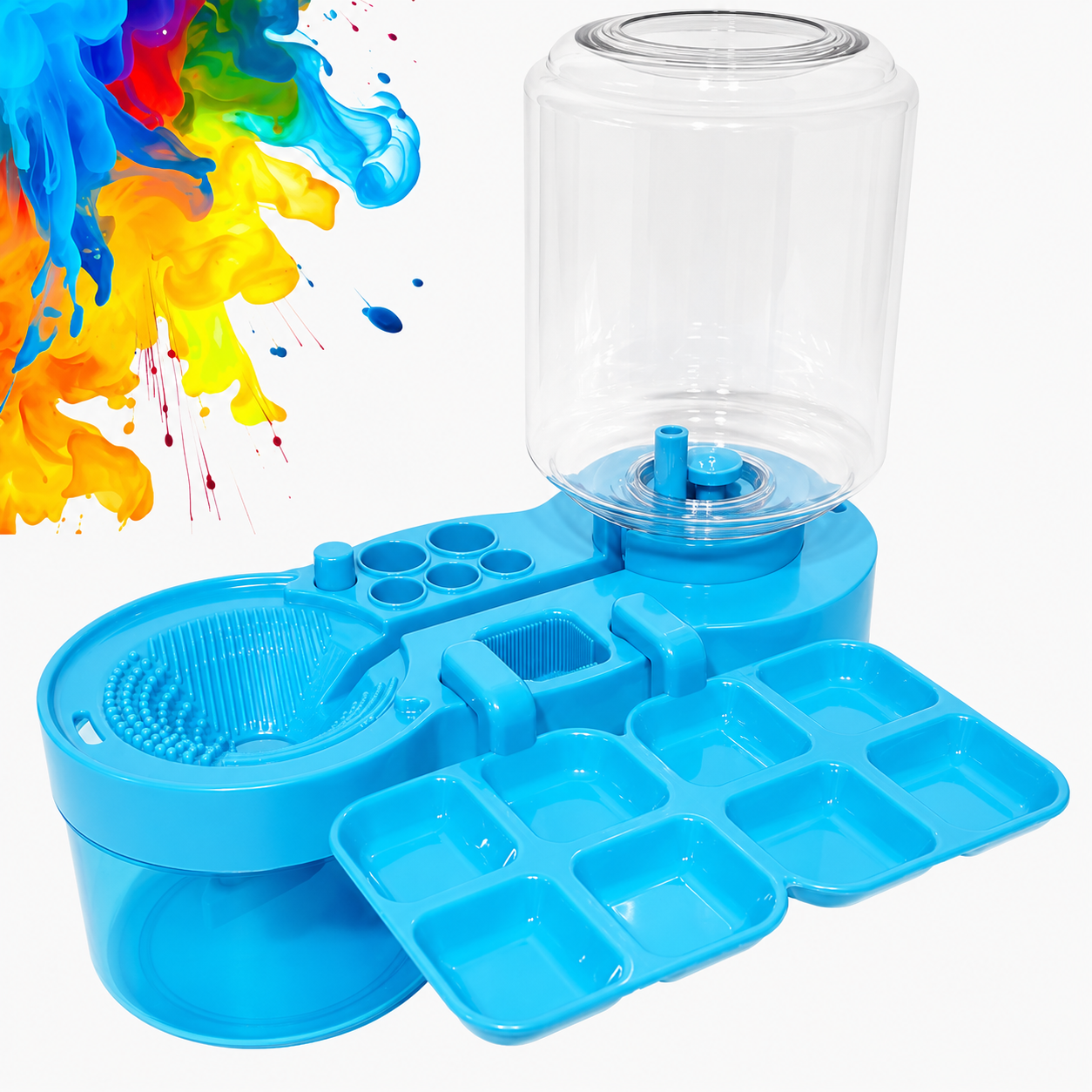 New Paint Brush Cleaner with Paint Tray, Water Circulation Brush Rinser with Brush Holder