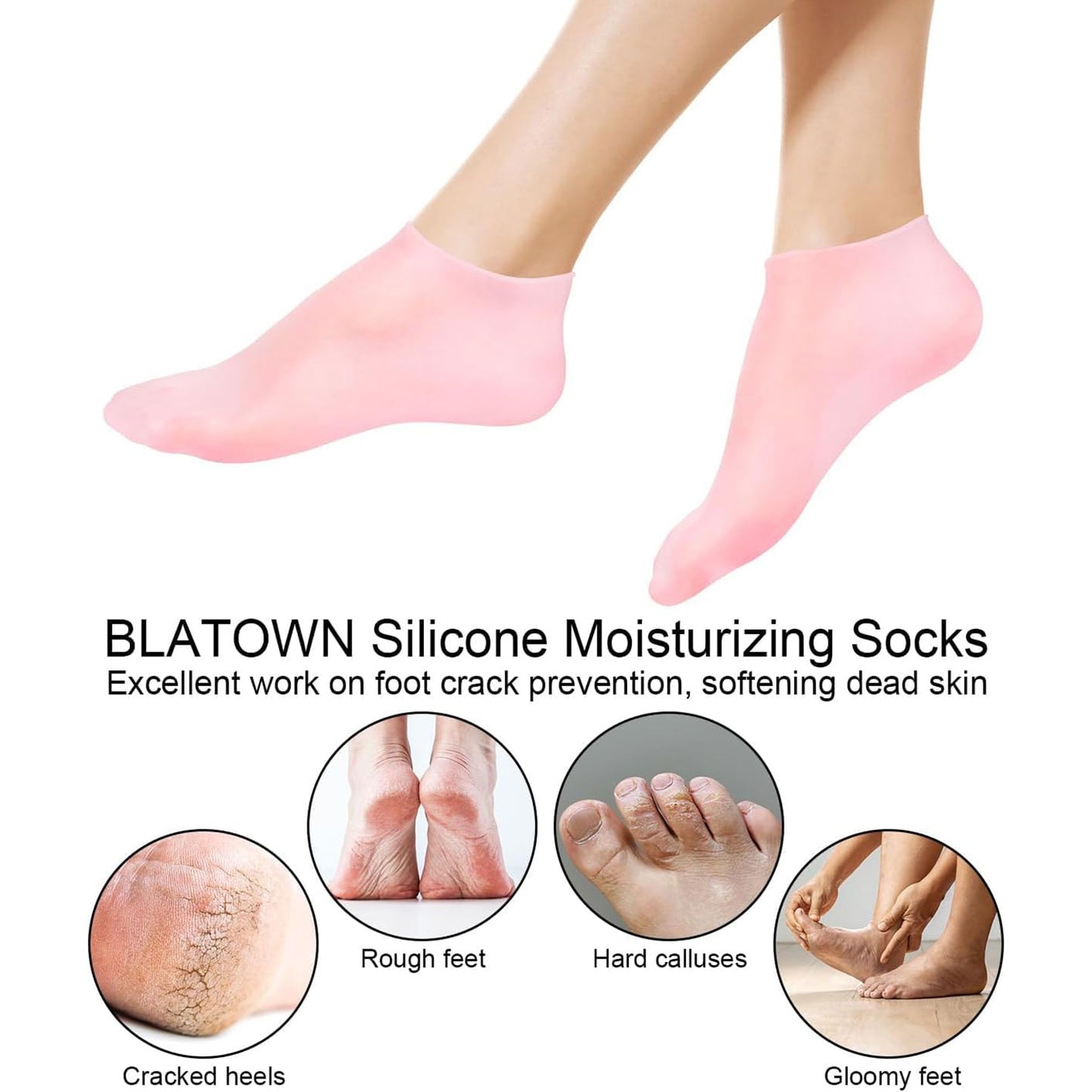 2 Pairs Silicone Moisturizing Glove Socks Set Anti Slip Soft Spa Gel Socks