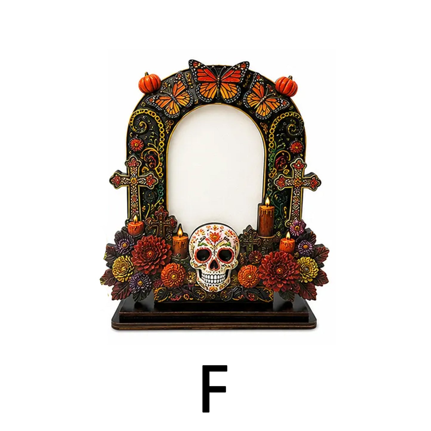 Día de los Muertos Wooden Picture Frame, Mexican Day of the Dead Tabletop Decor