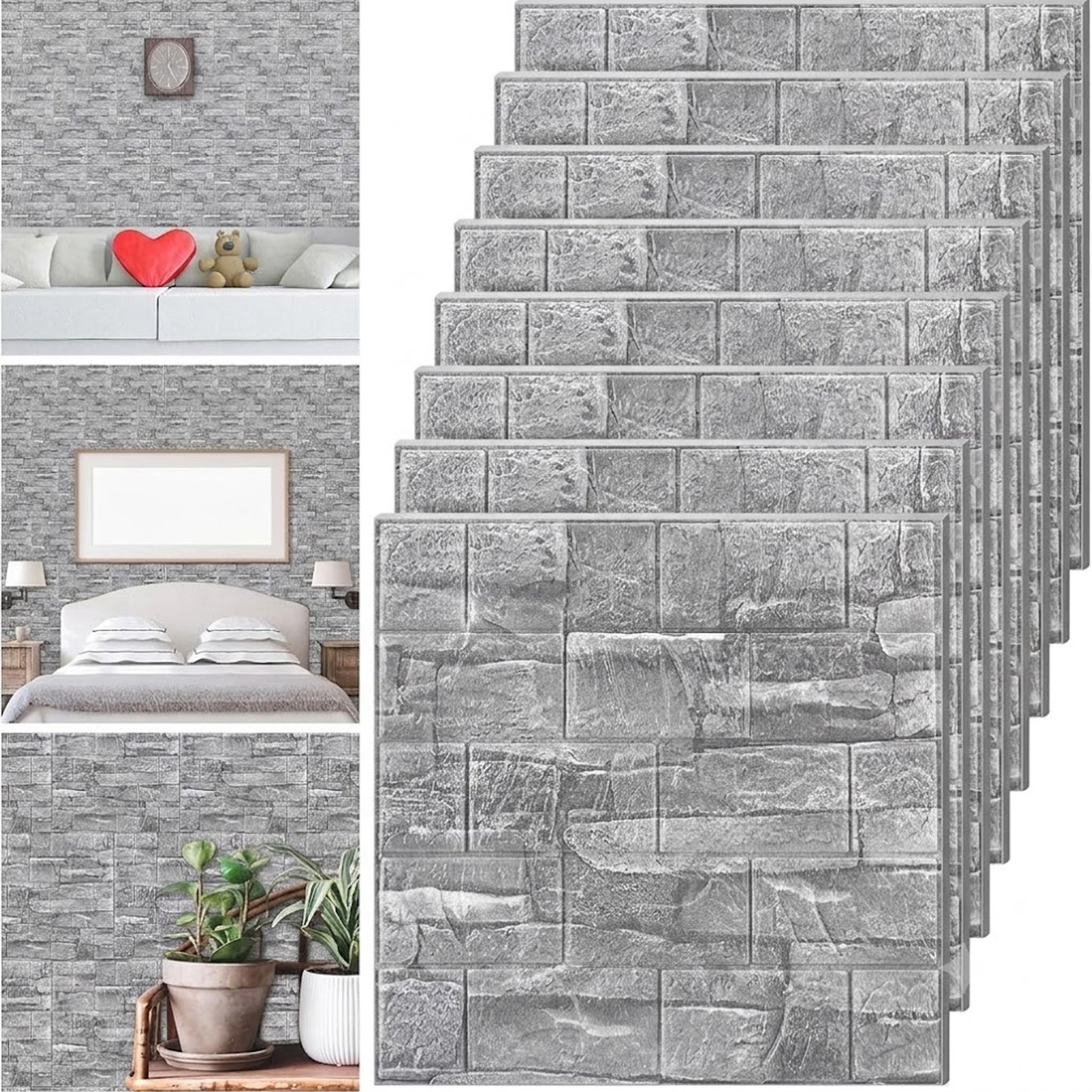 10Pcs 3D Wall Panels Peel and Stick Foam Brick Wallpaper Printable