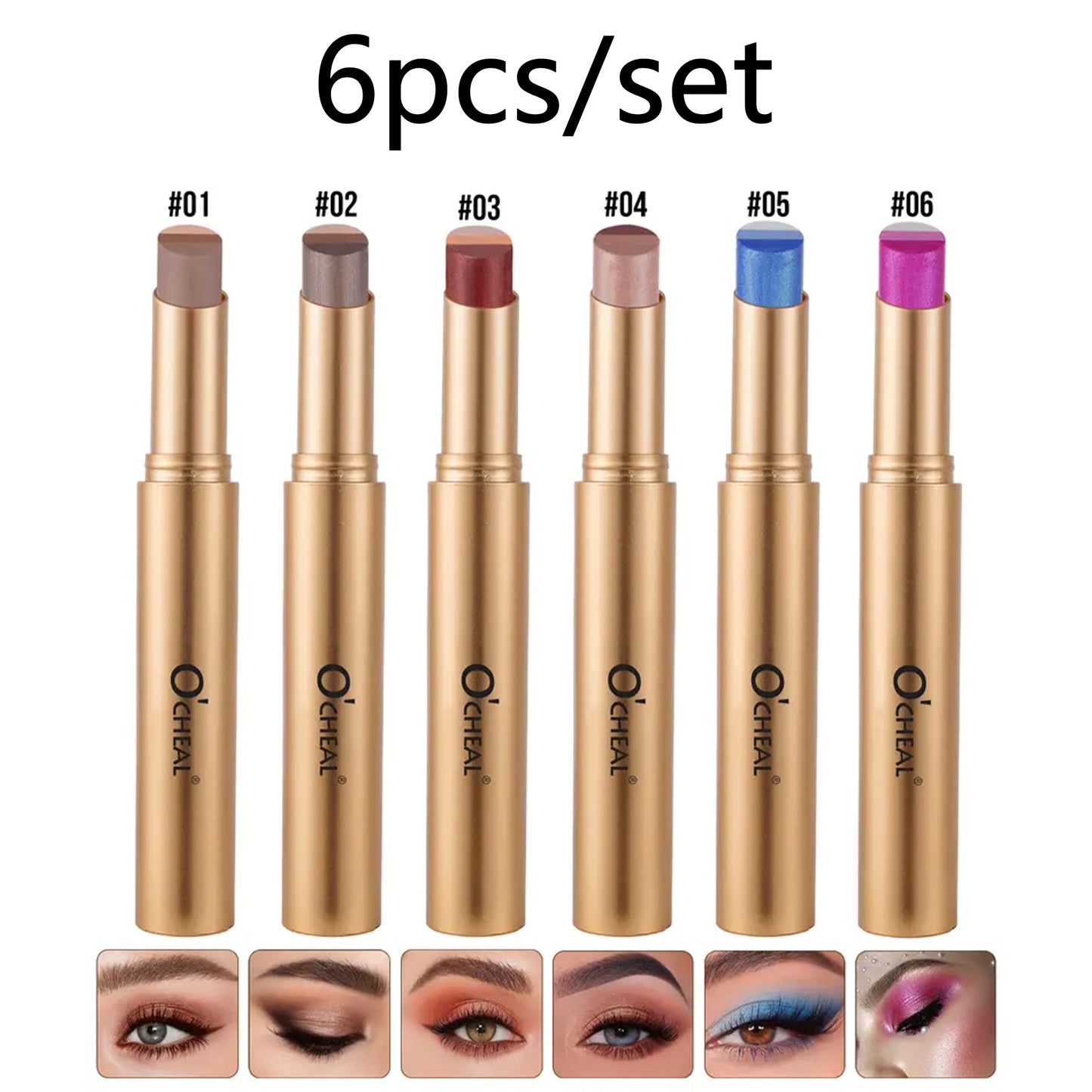 Three-Color Eyeshadow Stick, Fine Shimmer Gradient Contour Highlighter