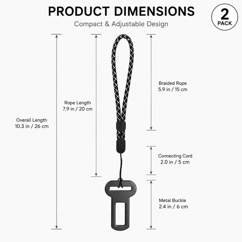 2PCS Metal Car Keychain with Satisfying Click Mechanism, Seatbelt Buckle Design