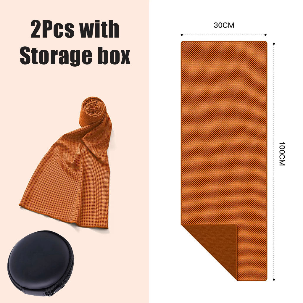 2 Pack Cooling Towel ( with Storage box), Soft Breathable Chilly Towel, Ice Towel
