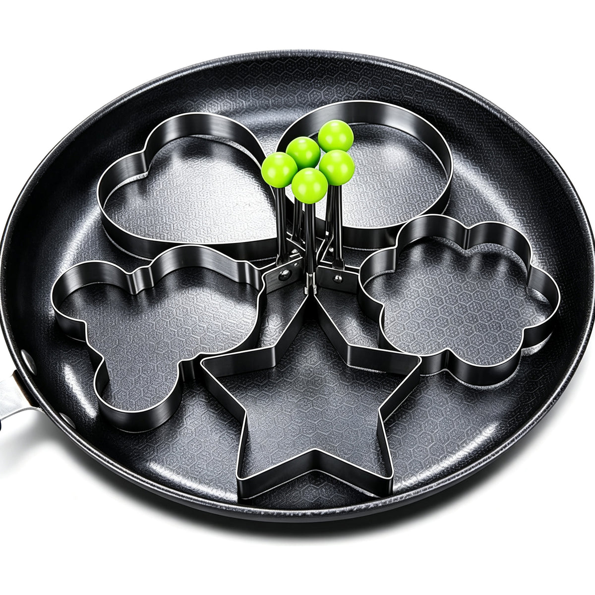 5Pack Stainless Steel Egg Molds, 3.5 Inch Different Shape Silver Egg Ring Molds