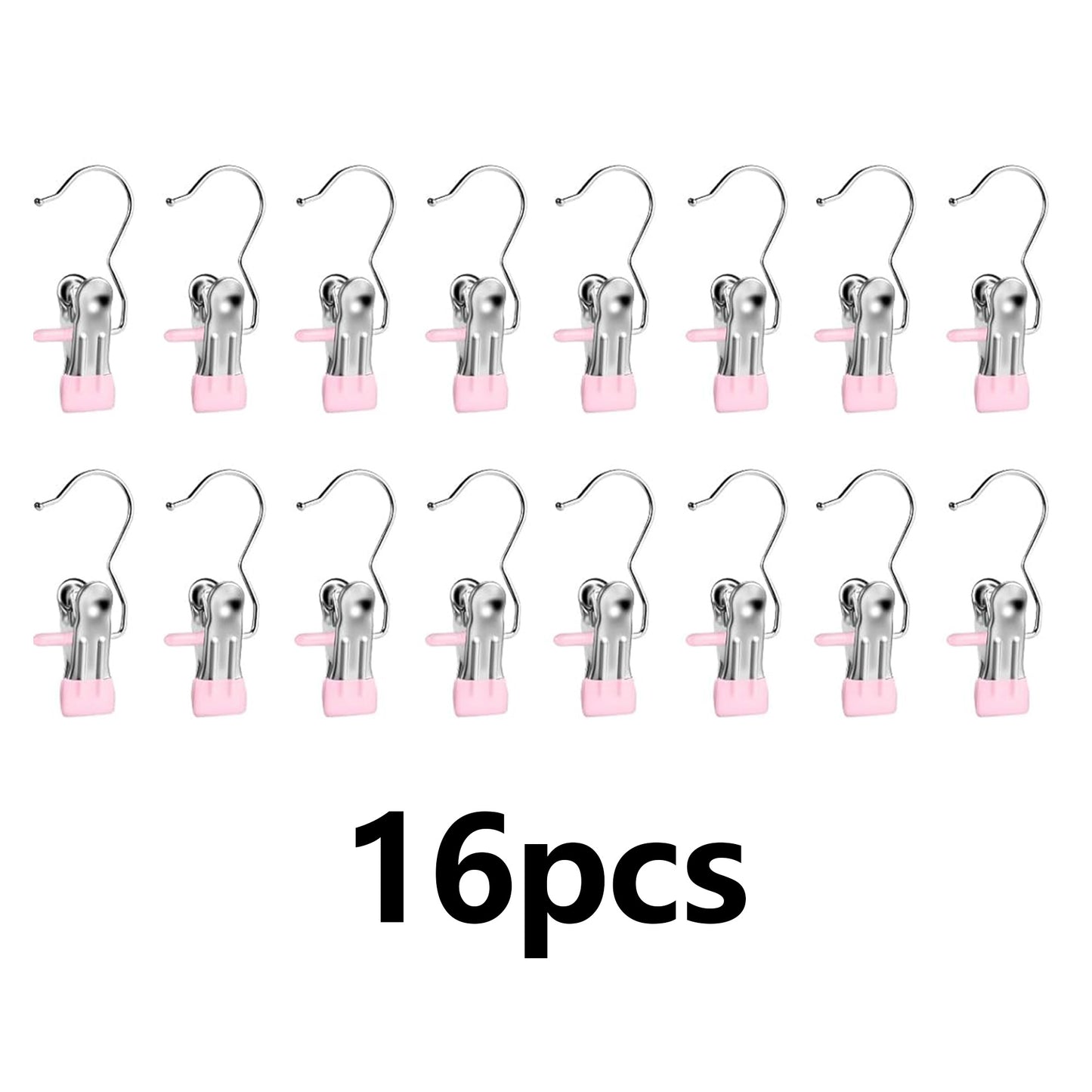 16PCS Anti-Rust Stainless Steel Non-Slip Metal Clothespins