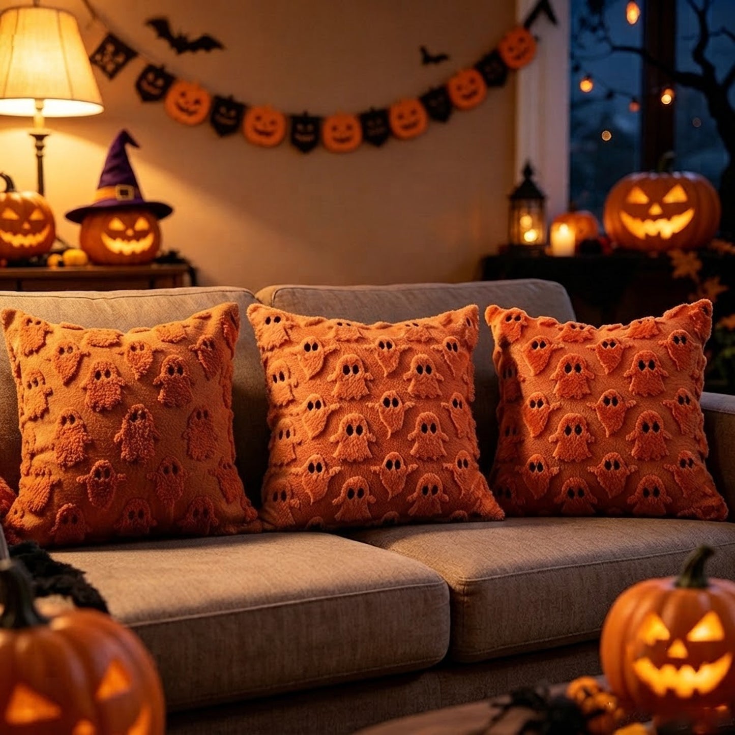 3Pcs Halloween Pillow Covers 18x18 inch Halloween Decor