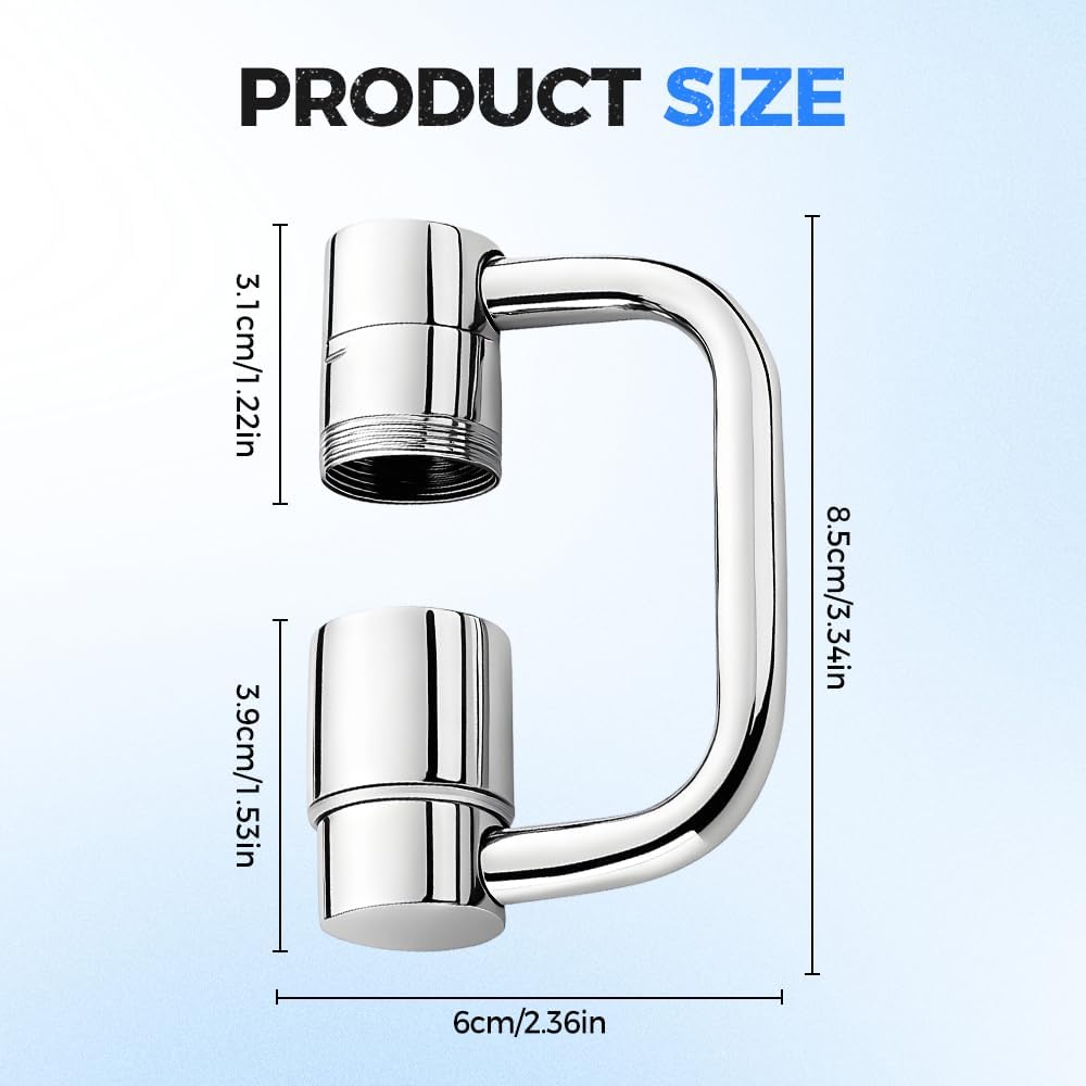 Universal Sink Faucet 1440° Rotatable Faucet Aerator Extension