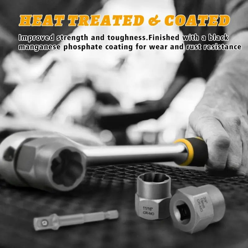 Bolt Extractor Tool Set, 13+1 Counts Impact & Nut Remover Stripped Lug Remover