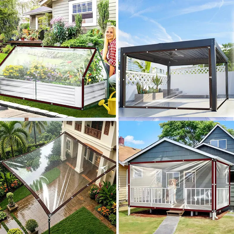 Clear Waterproof Cover Tarp 6.5 x 6.5ft Plastic Tarps Heavy Duty