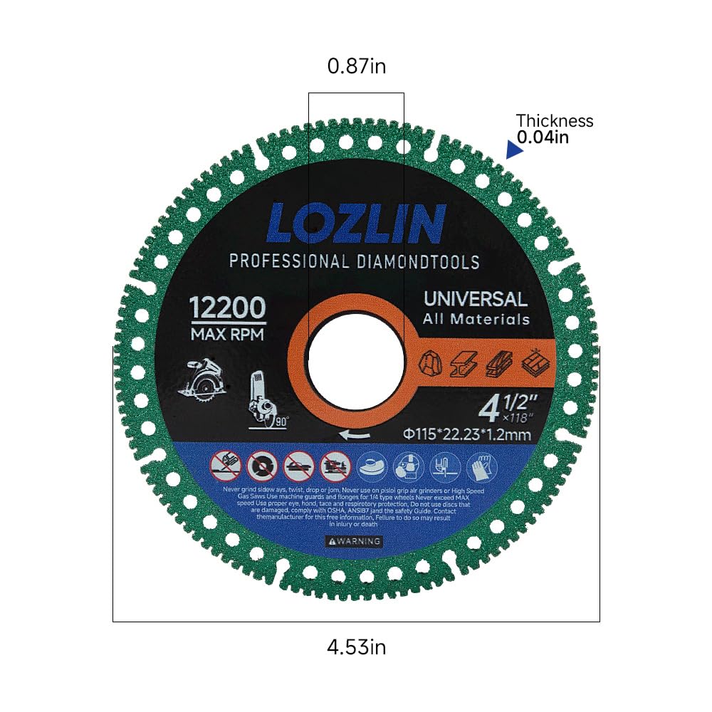 3Pcs Diamond Blade 22.23mm Arbor Cutting Disc,4.5 Inch Super Thin Angle Grinder Cut-Off Wheel
