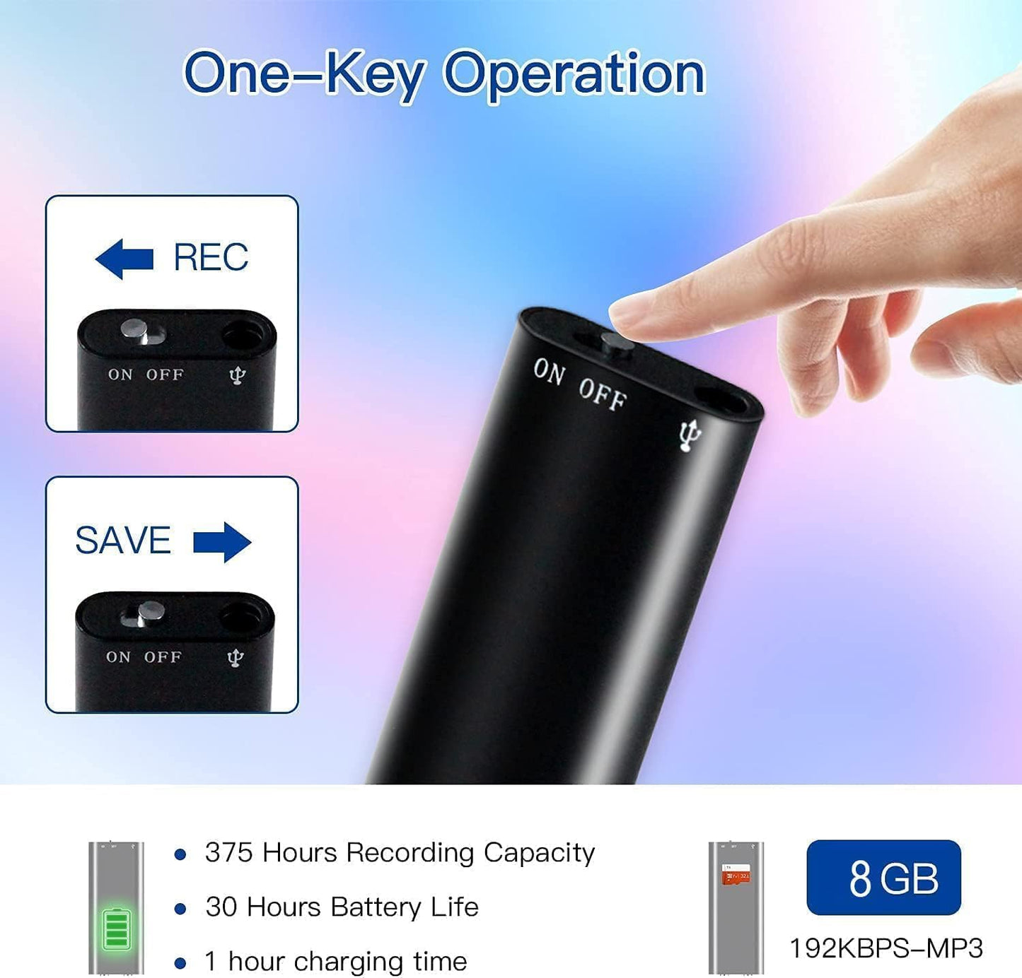Ultra Mini Magnetic Recorder,Voice Activated,HD Noise Reduction, One-Touch Recording