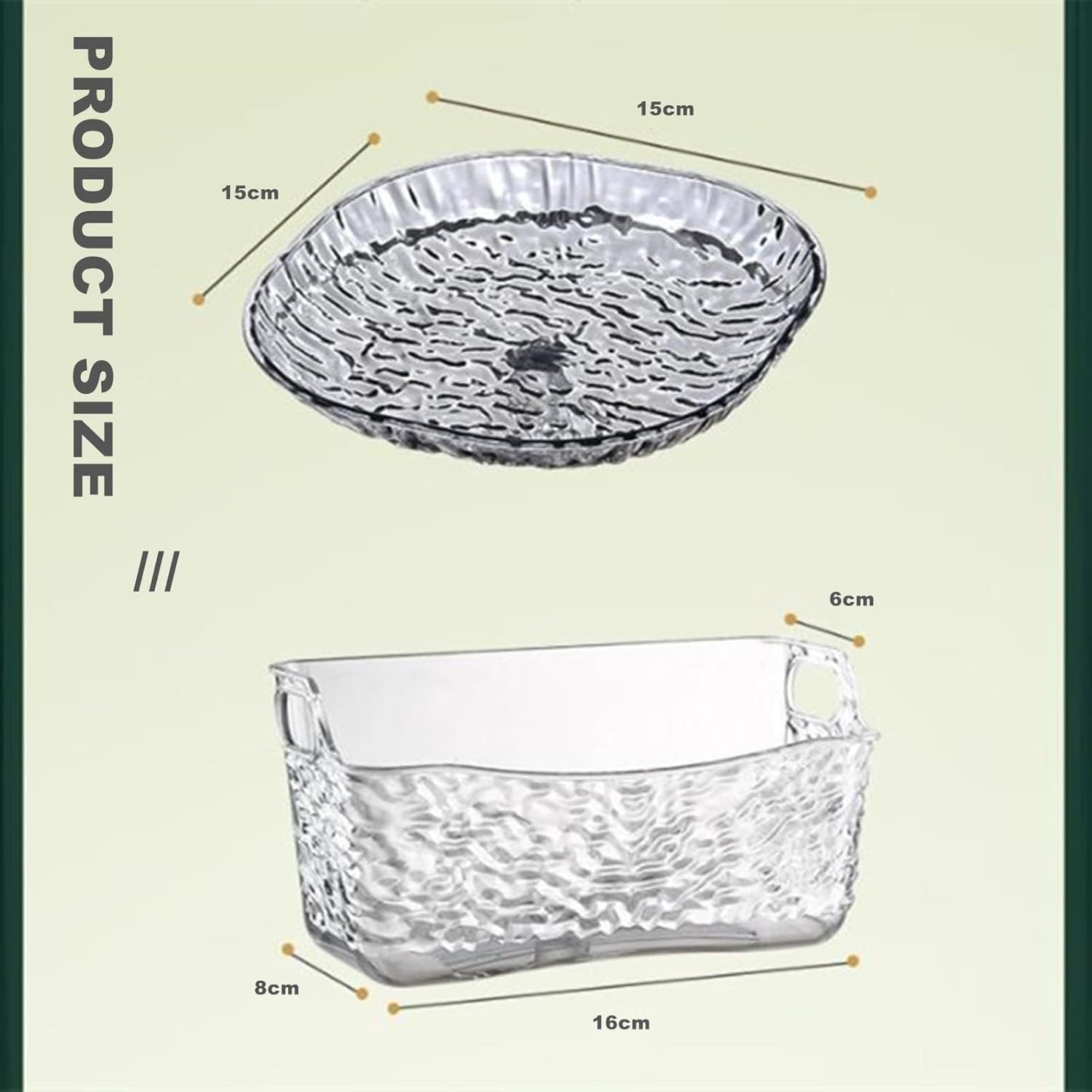8Pcs Dinner Plates Set with Draining Rack Transparent Dinner Dishes Water Ripple Salad Plate Reusable