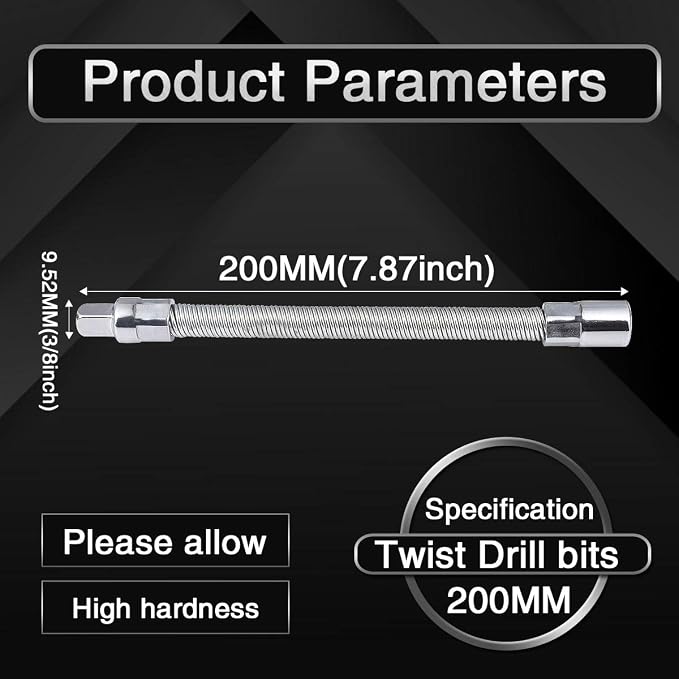 Flexible Socket Extension Ratchet, Made of Heat-Treated Chrome Vanadium Steel with Flexible Spring Steel Shaft