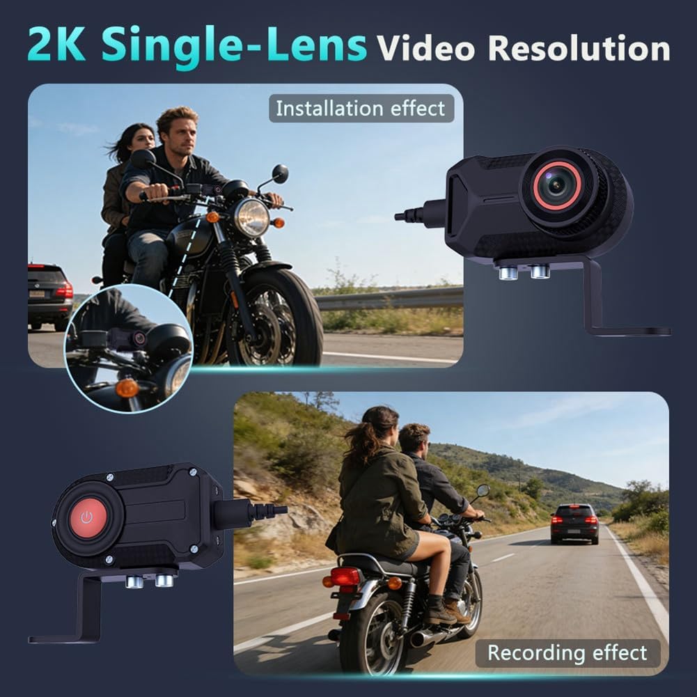 Portable Waterproof 2K HD Motorcycle Dash Cam with Wi-Fi