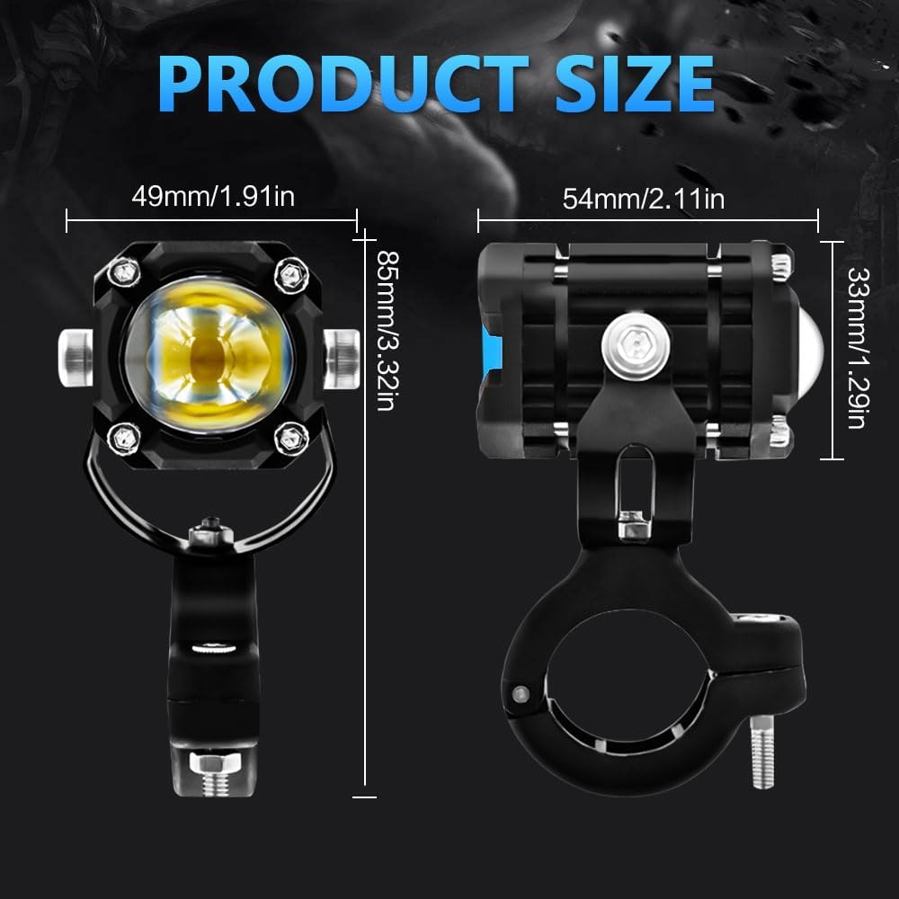 A Pair 60W LED Spotlights Fog Lights 4 Modes 12V, Super Bright 6000LM Fog Light Driving Signal Lights