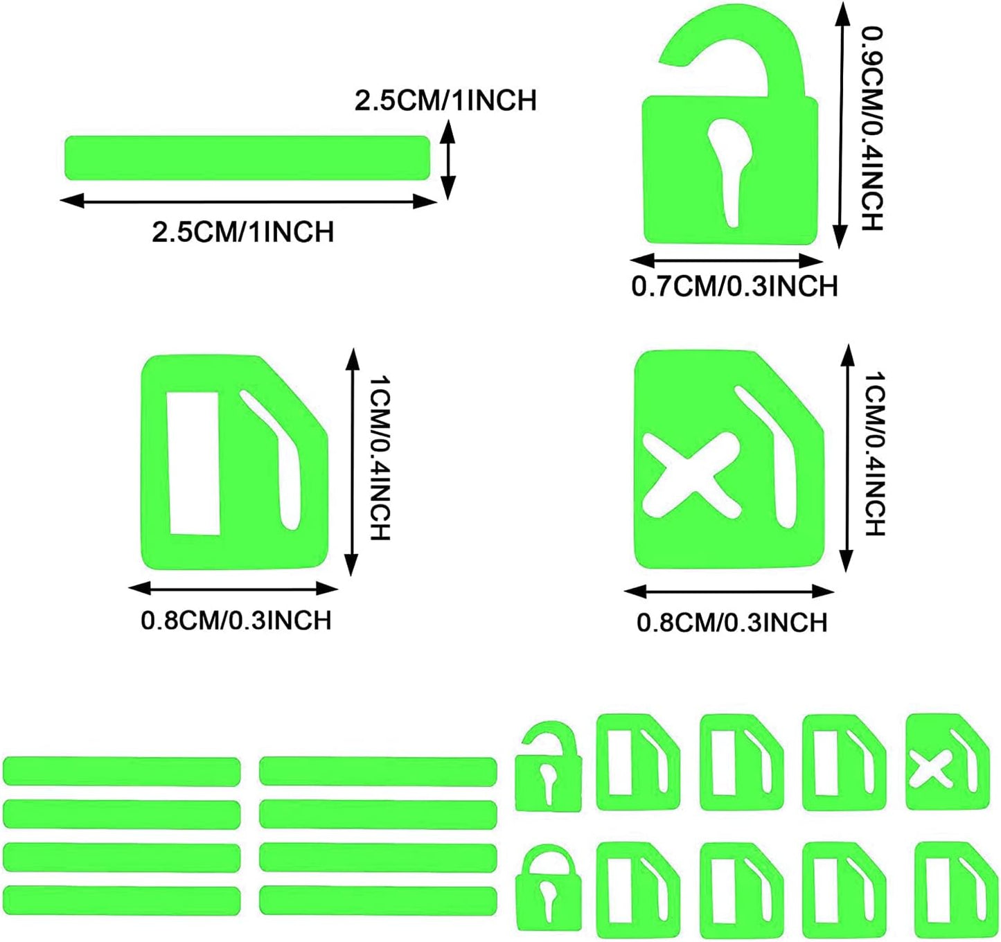 2 Sheets Control Switch Luminous Sticker for Car Outer Door Handle Button