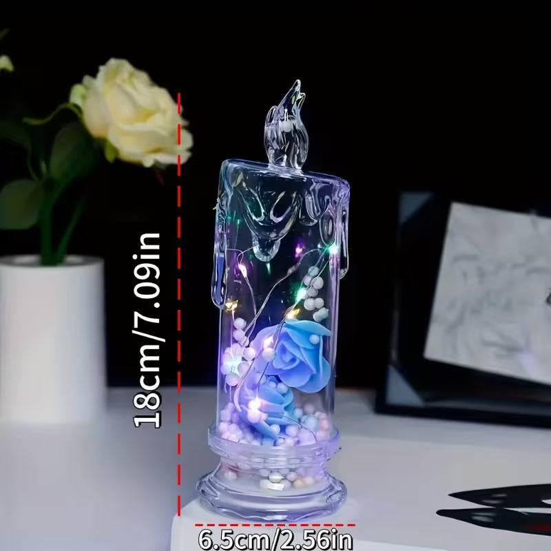 LED Night Light, Valentine's Day Preserved Flower & LED Electronic Candle Light