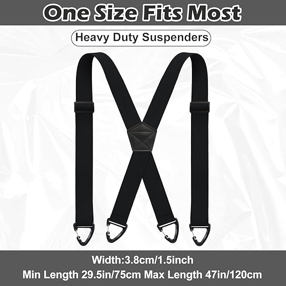X Black Suspenders, Suspenders for Men, Adjustable Heavy Duty Suspender with 4 Snap Loop