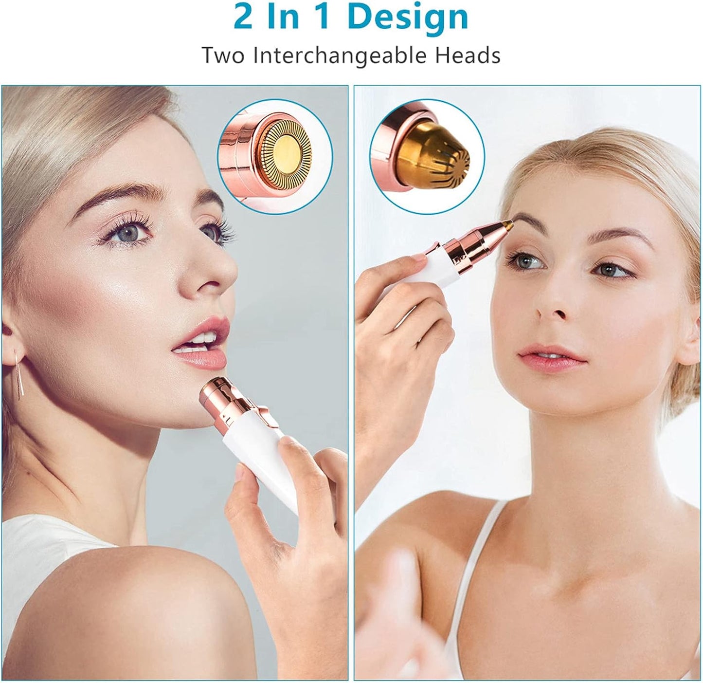 2-in-1 Portable Electric Nose Hair Trimmer & Eyebrow Shaper — Facial Hair Remover for Women