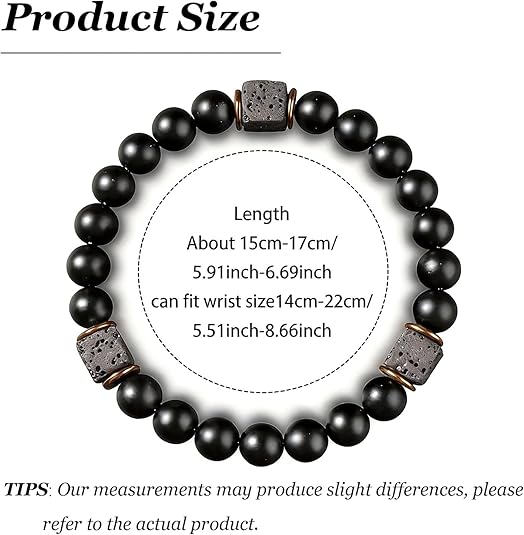 Agate Obsidian Hand Chain Bracelet, 8mm Root Chakra Stone Boost Confidence & Stability