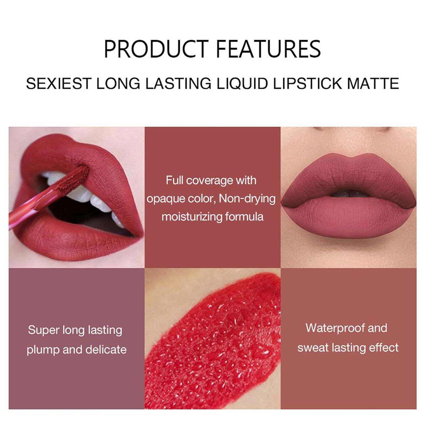 6-Piece Matte Liquid Lipstick Makeup Set,Long-lasting Wear, Non-sticky, Non-fading