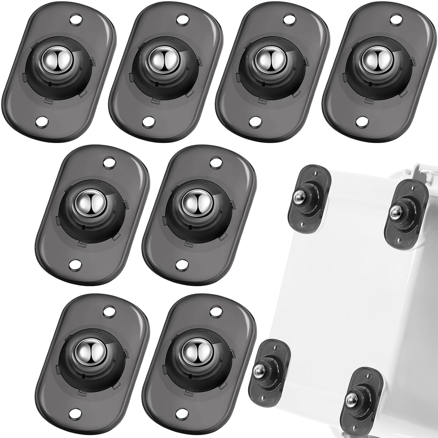 8 Pack Self-Adhesive Mini Caster Wheels, 360° Rotating Stick-On Rollers for Storage Boxes, Small Furniture
