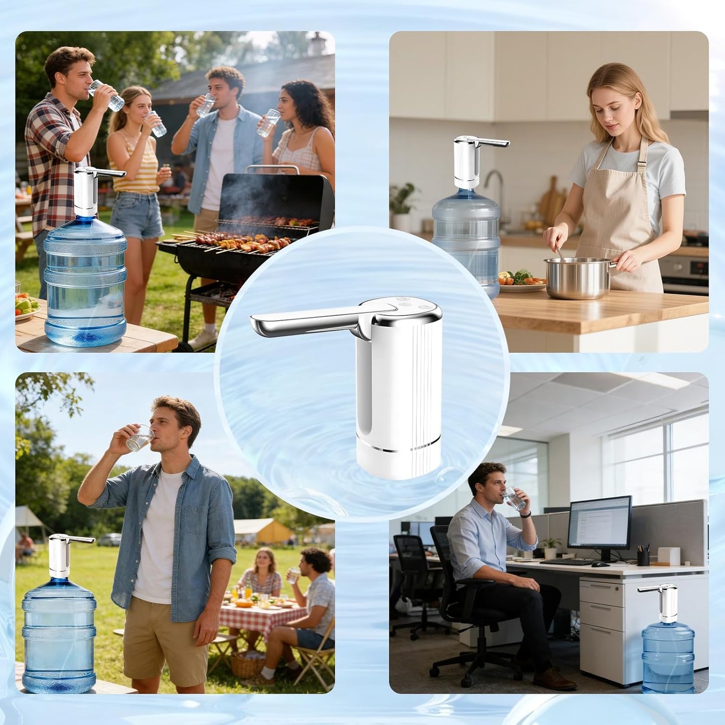 Water Dispenser Pump for 5 Gallon Water Bottles, USB Type-C Rechargeable