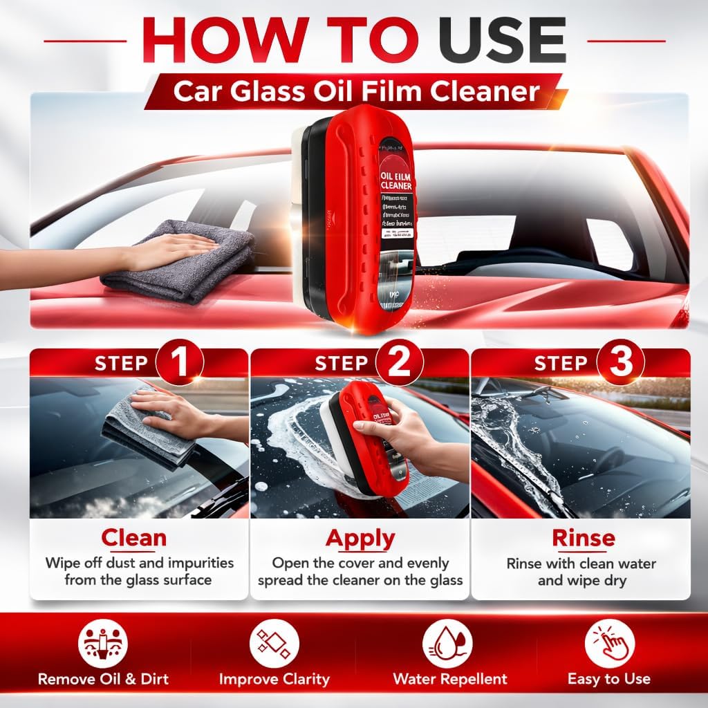 Automotive Oil Film Cleaning Brush for Windshield Car Glass Oil Film Remover with Hydrophobic Coating