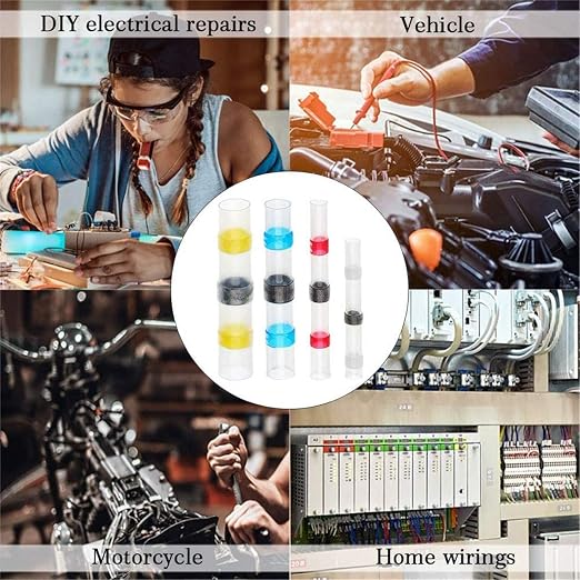 300pcs Wire Connectors Kit, Red White Blue Yellow Heat Shrink Butt Connectors 3x20mm Black Heat Shrink Tube