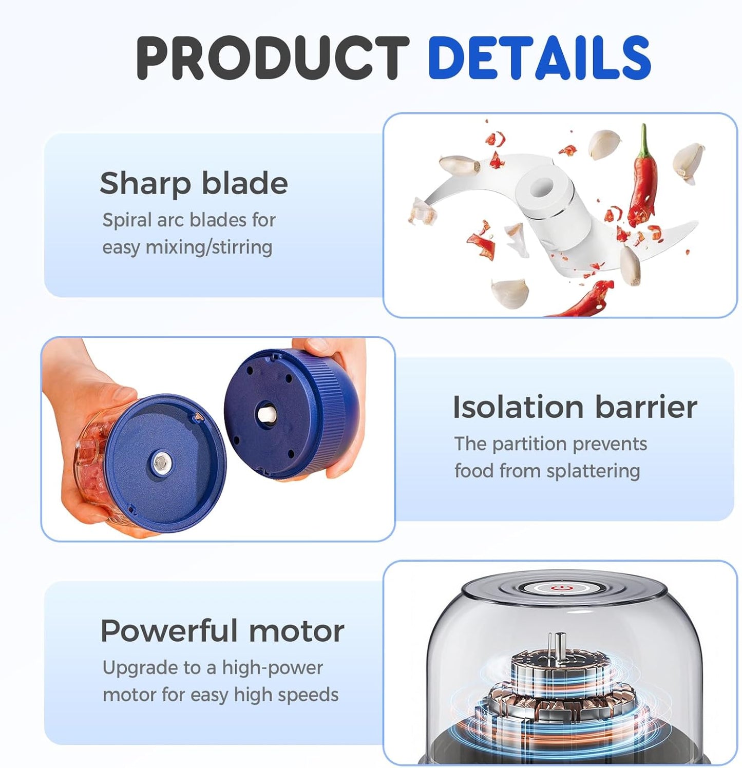 Electric Garlic Chopper, Mini Portable Veggie Chopper Garlic Grinder Masher Onion Choppers