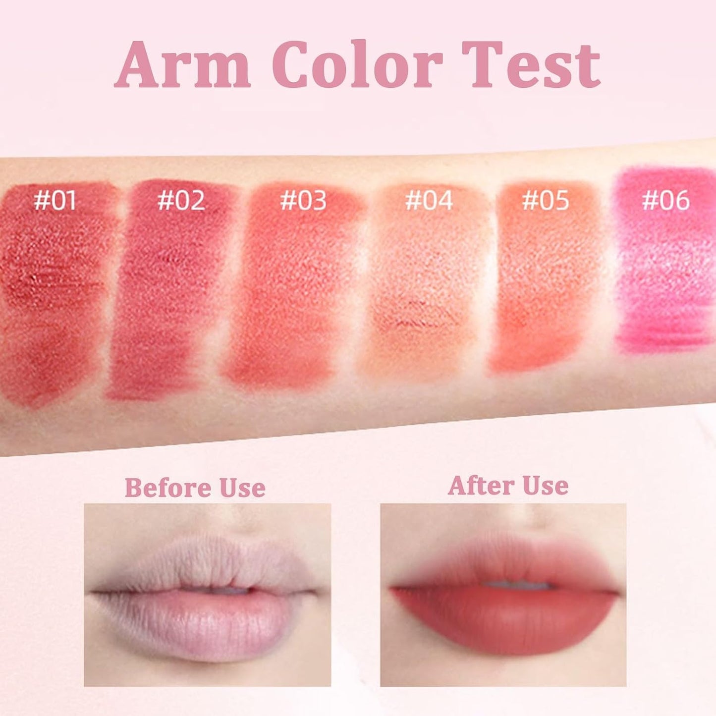 6 Pcs Red Matte Lip Gloss Sticks with Lip Brush | Matte Unique Sponge Brush Rich Color