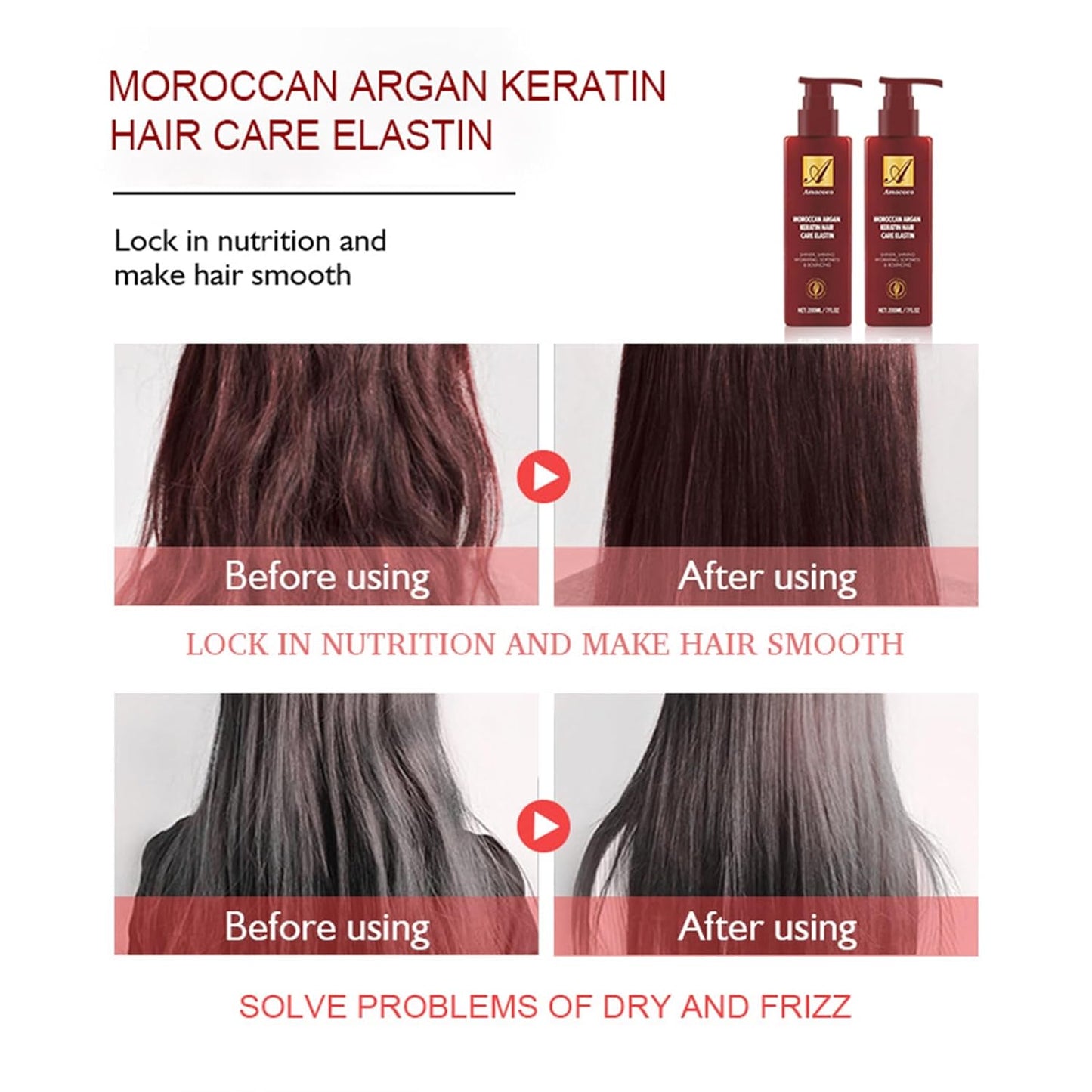 Argan Oil & Keratin Curl Defining Cream - Anti Frizz Curl Enhancer & Leave-In Conditioner