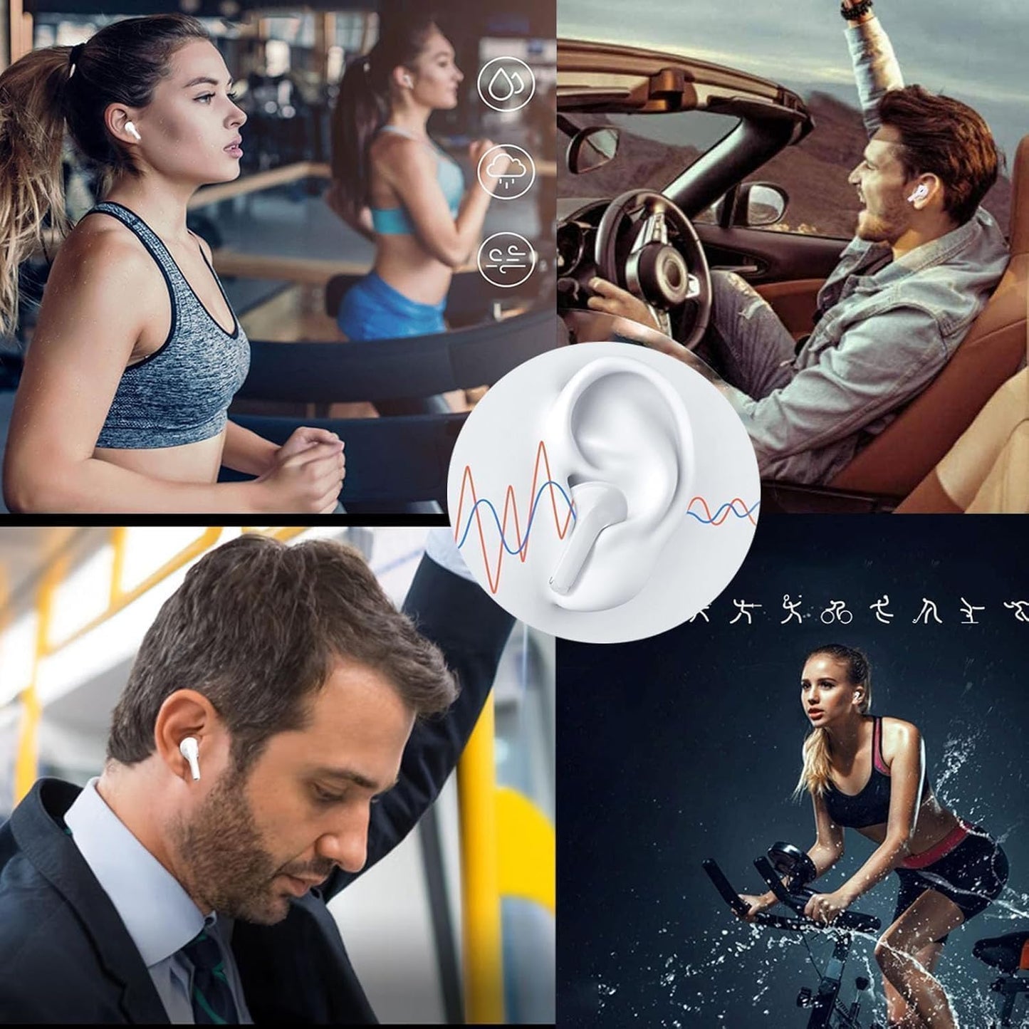 Wireless Earbuds Bluetooth 5.3 Headphones, HiFi Stereo Ear Buds with ENC Noise Canceling Charging Case