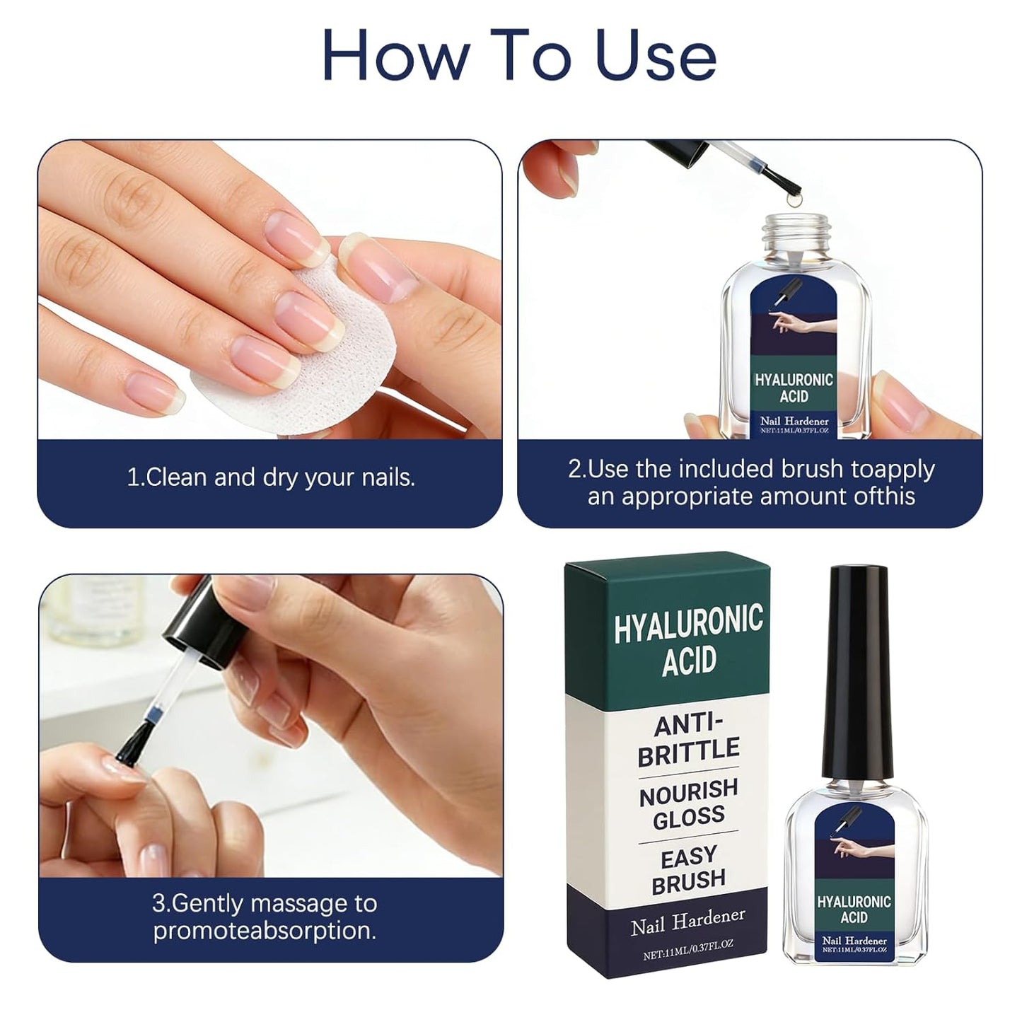 2Pcs Nail Strengthener & Repair Serum, Hydrating Nail Care for Weak, Dry & Peeling Nails