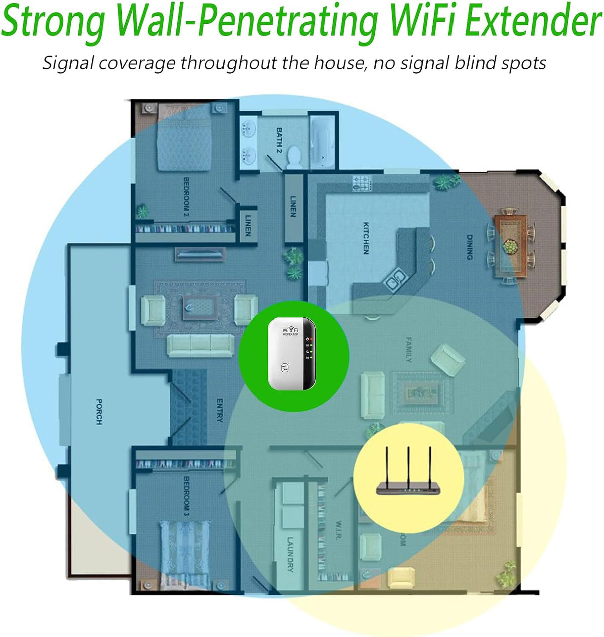 Wireless WiFi Extender, WiFi Extenders Signal Booster for Home Up to 5000 sq.ft and 50 Devices