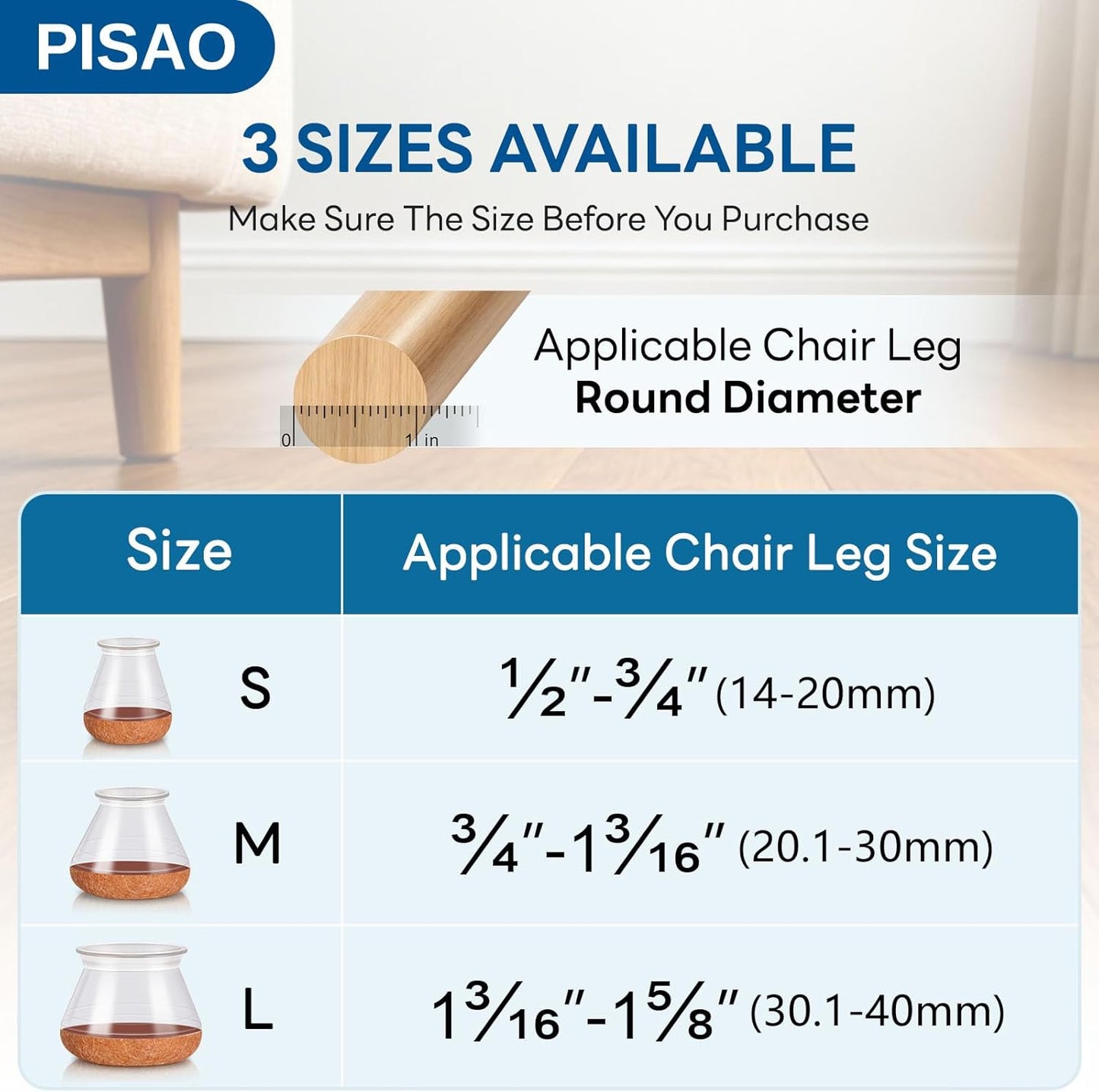 15 Pcs Chair Leg Floor Protectors for Hardwood Floors Silicone Covers