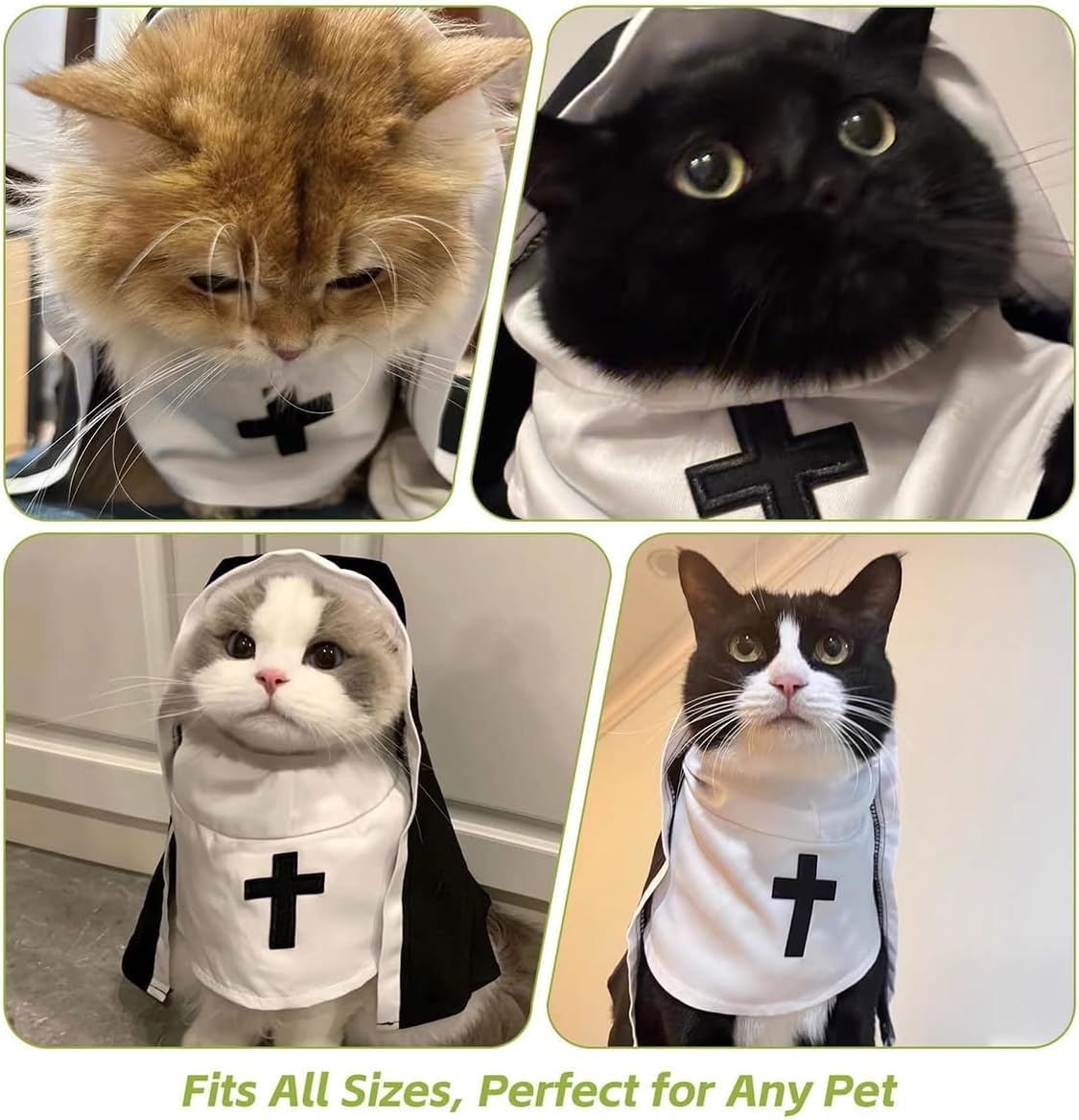 Cat Halloween Costume, Funny Nun Dress for Cats & Small Dogs