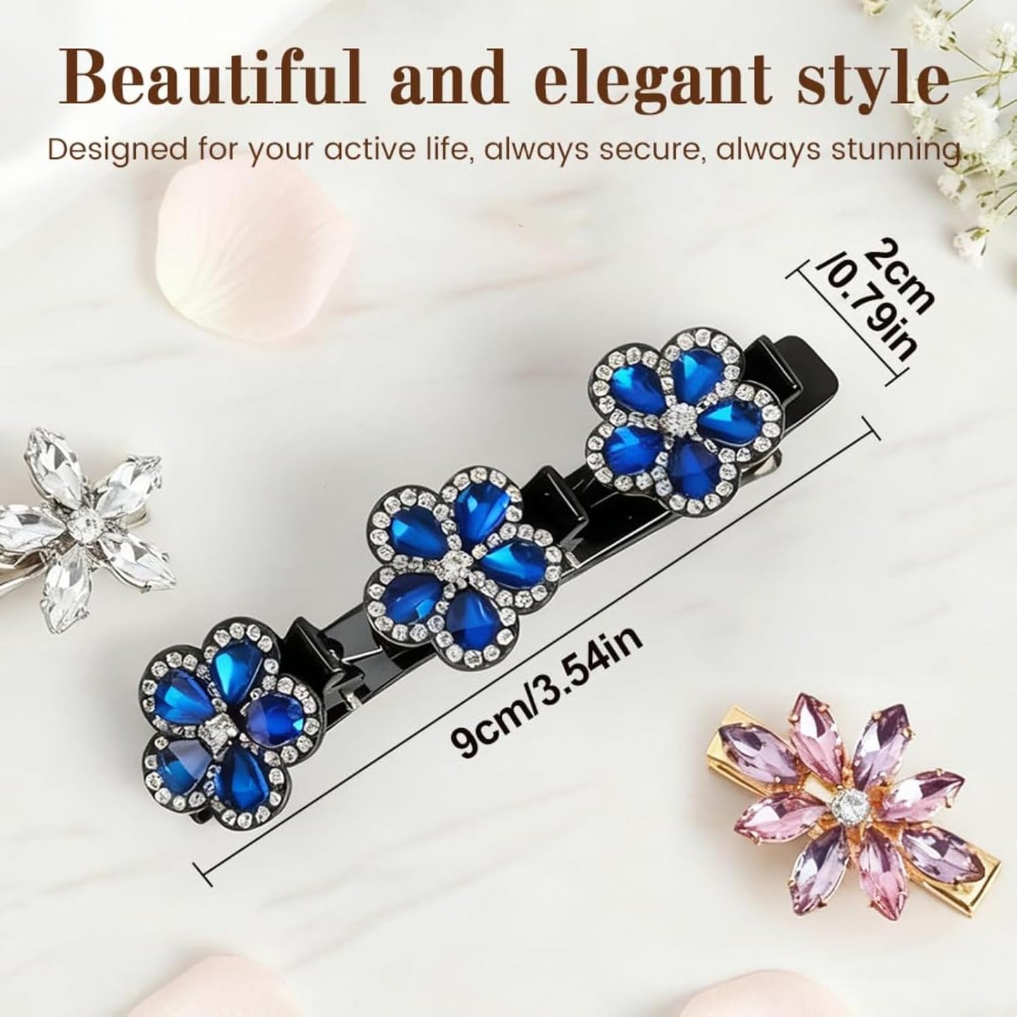 6PCS Sparkling Crystal Stone Braided Hair Clips Rhinestone Hair Clips Hair Braid Clips