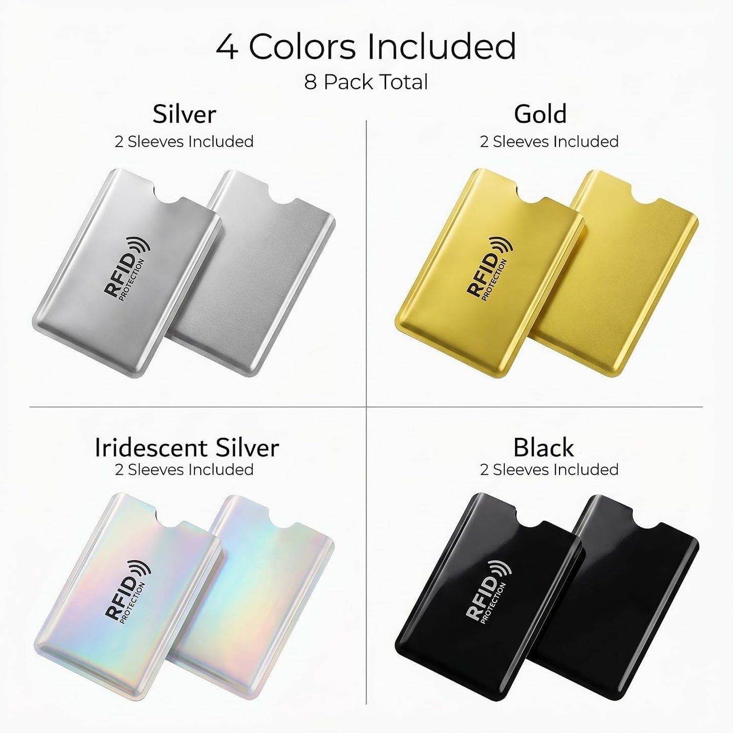 8PCS RFID Blocking Sleeves | Secure Credit Card Protector & ID Shield | Waterproof