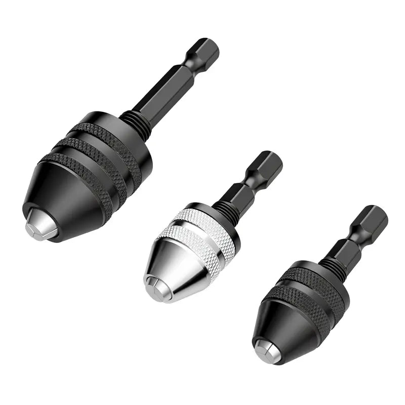 Keyless Drill Chuck Adapter Set, 1/4" Hex Shank Quick Change (0.3-8mm)