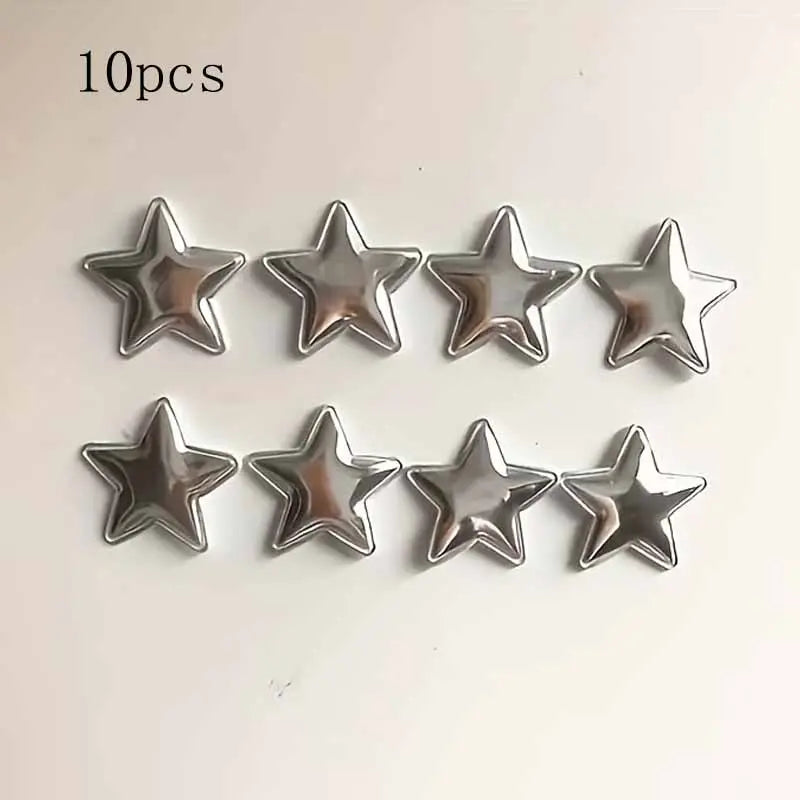 10 Pcs Silver Star-Shaped Decorative Fridge Magnets