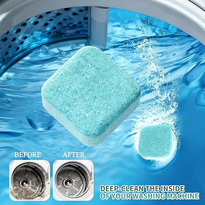 12Pcs Washing Machine Cleaner Tablets – Removes Stubborn Pet Hair, Odors & Mold, Septic Safe