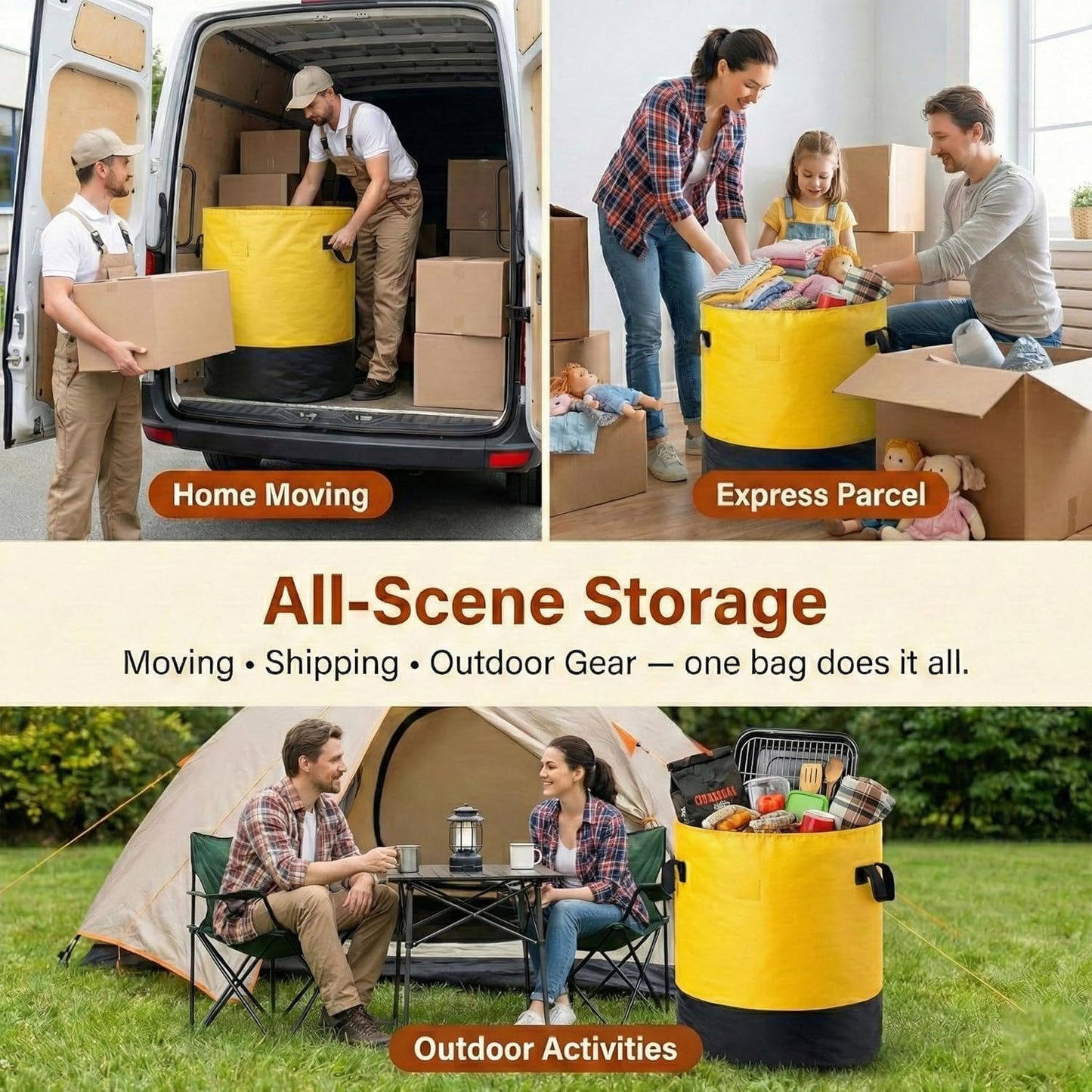 Heavy Duty Moving Bags with Handles, Extra Large Woven Storage Totes