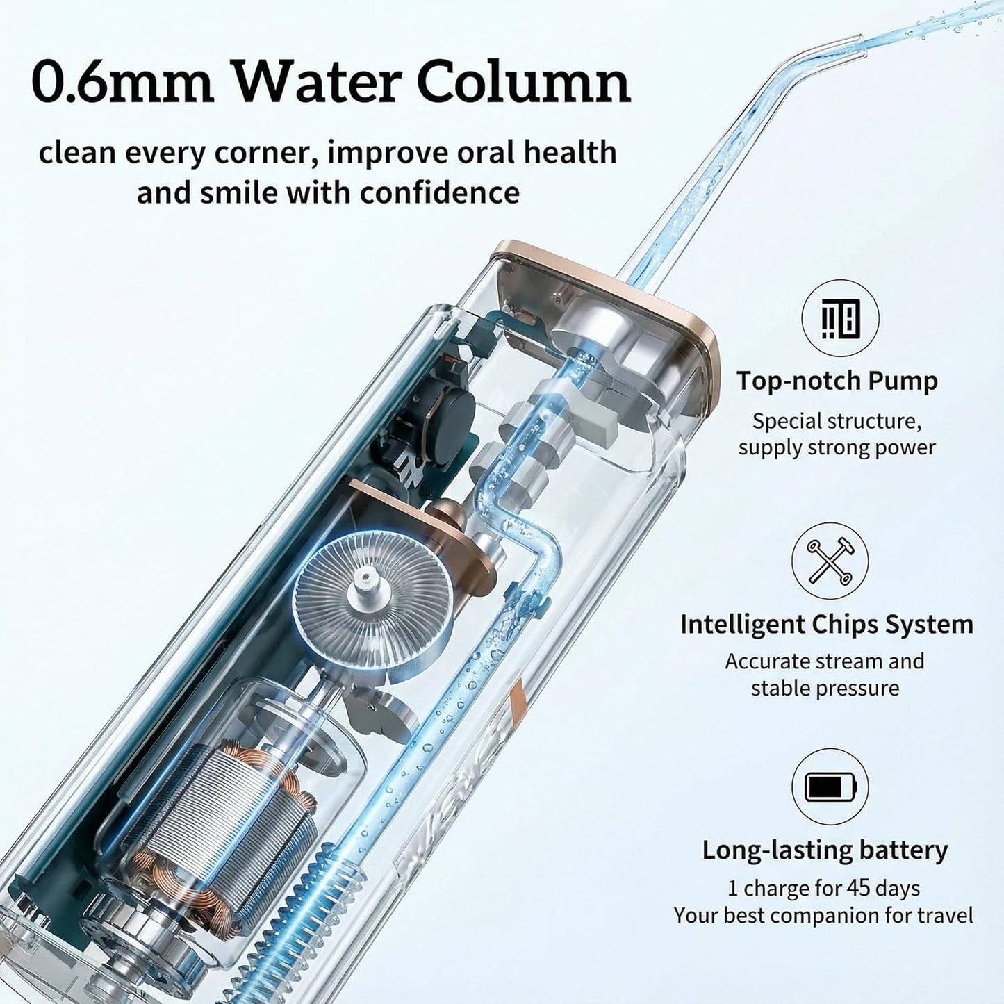 Electric Water Flosser Cordless for Teeth 3 Modes 4 Jet Tips Set